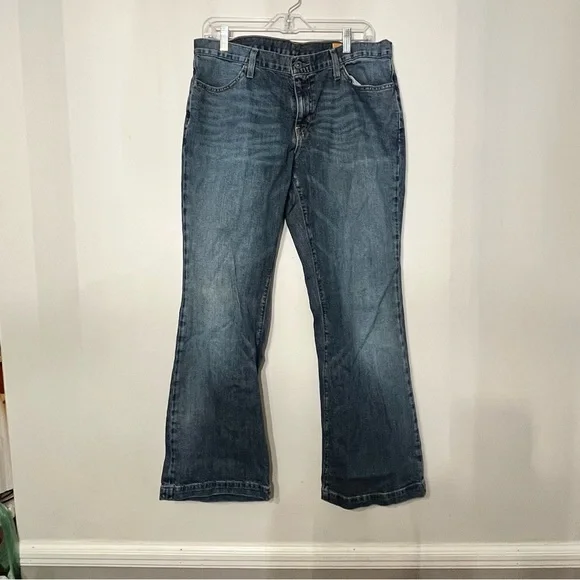 Gap 1969 Sz 12 Long & Lean Flare Jeans Stretch Women's 30" Inseam Y2K Wide Leg - Picture 1 of 11